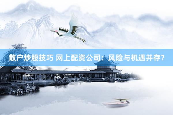 散户炒股技巧 网上配资公司：风险与机遇并存？