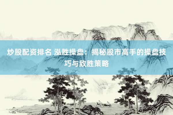 炒股配资排名 泓胜操盘：揭秘股市高手的操盘技巧与致胜策略