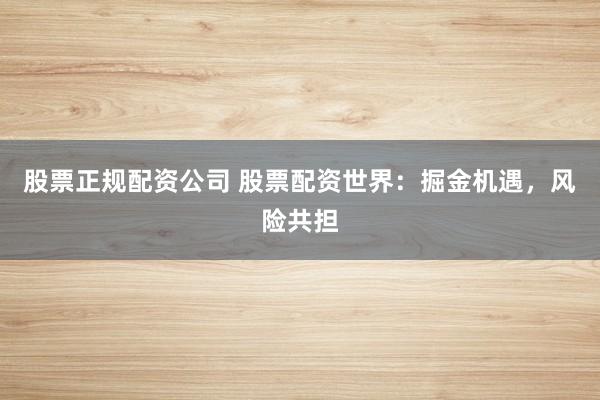 股票正规配资公司 股票配资世界：掘金机遇，风险共担
