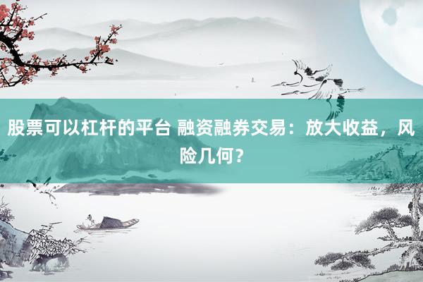 股票可以杠杆的平台 融资融券交易：放大收益，风险几何？