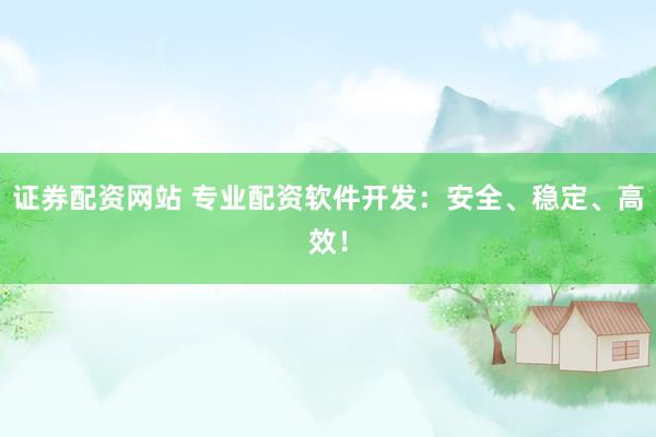 证券配资网站 专业配资软件开发：安全、稳定、高效！