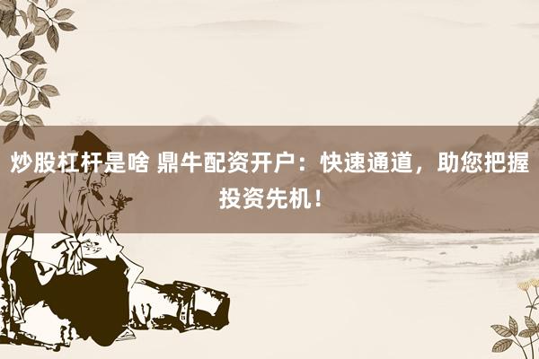 炒股杠杆是啥 鼎牛配资开户：快速通道，助您把握投资先机！
