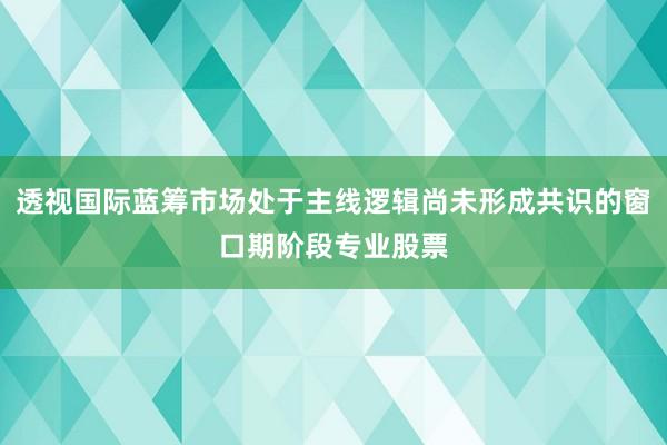 透视国际蓝筹市场处于主线逻辑尚未形成共识的窗口期阶段专业股票