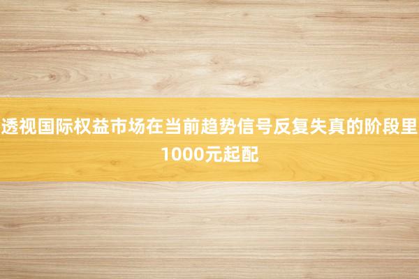 透视国际权益市场在当前趋势信号反复失真的阶段里1000元起配