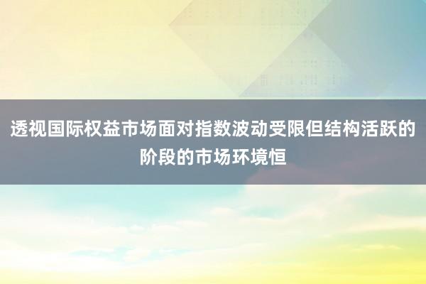 透视国际权益市场面对指数波动受限但结构活跃的阶段的市场环境恒