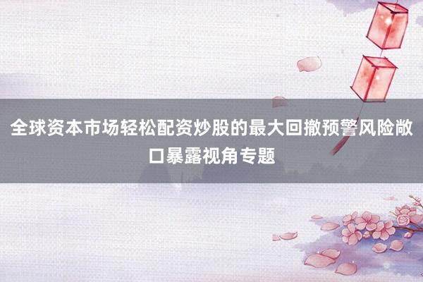 全球资本市场轻松配资炒股的最大回撤预警风险敞口暴露视角专题