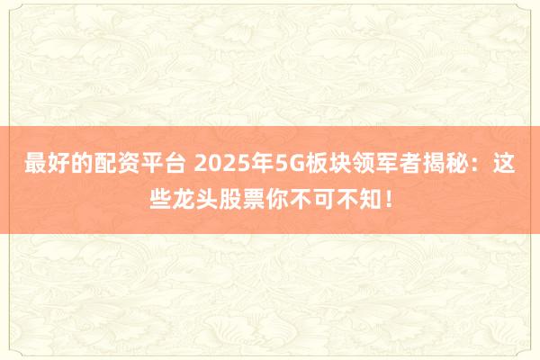 最好的配资平台 2025年5G板块领军者揭秘：这些龙头股票你不可不知！